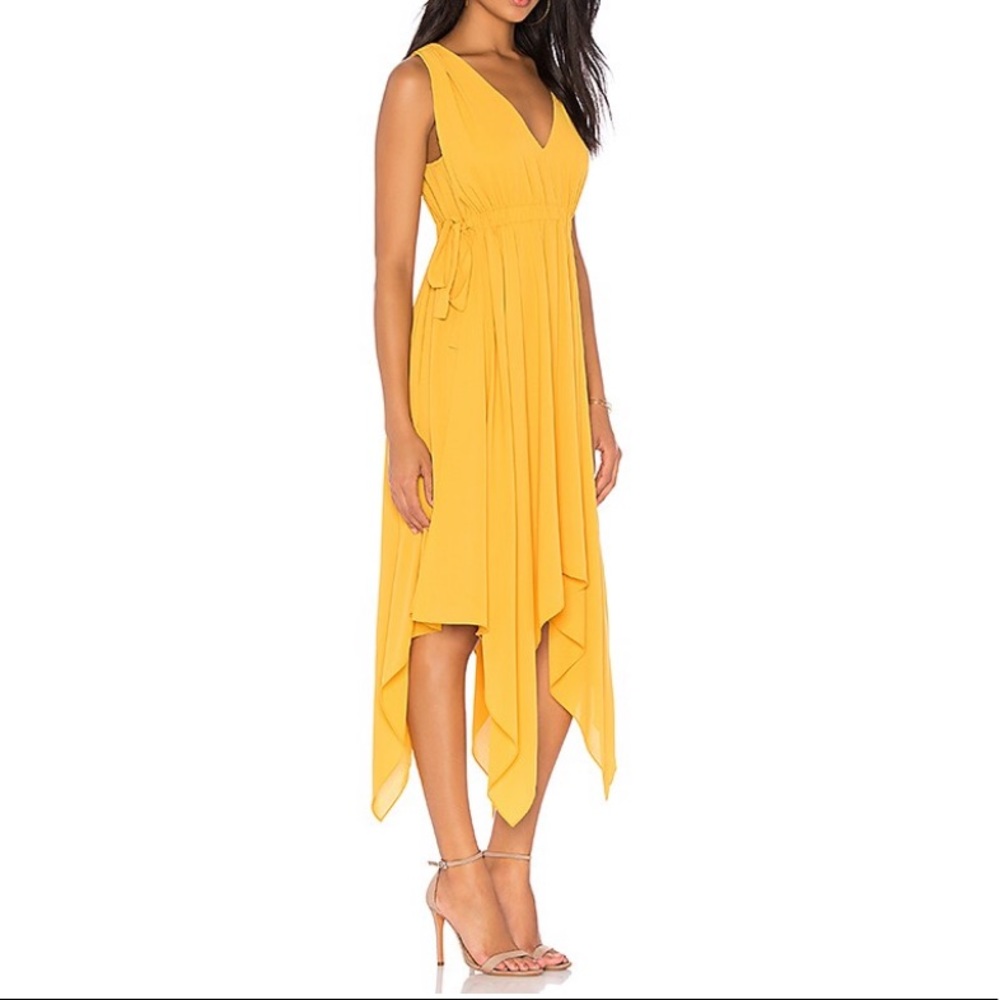 BCBG Gold Handkerchief Midi Dress! - Picture 2 of 5